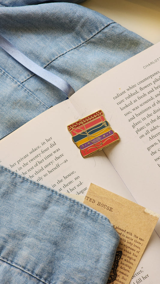 Vibrant Book Stack - Bookish Enamel Pin