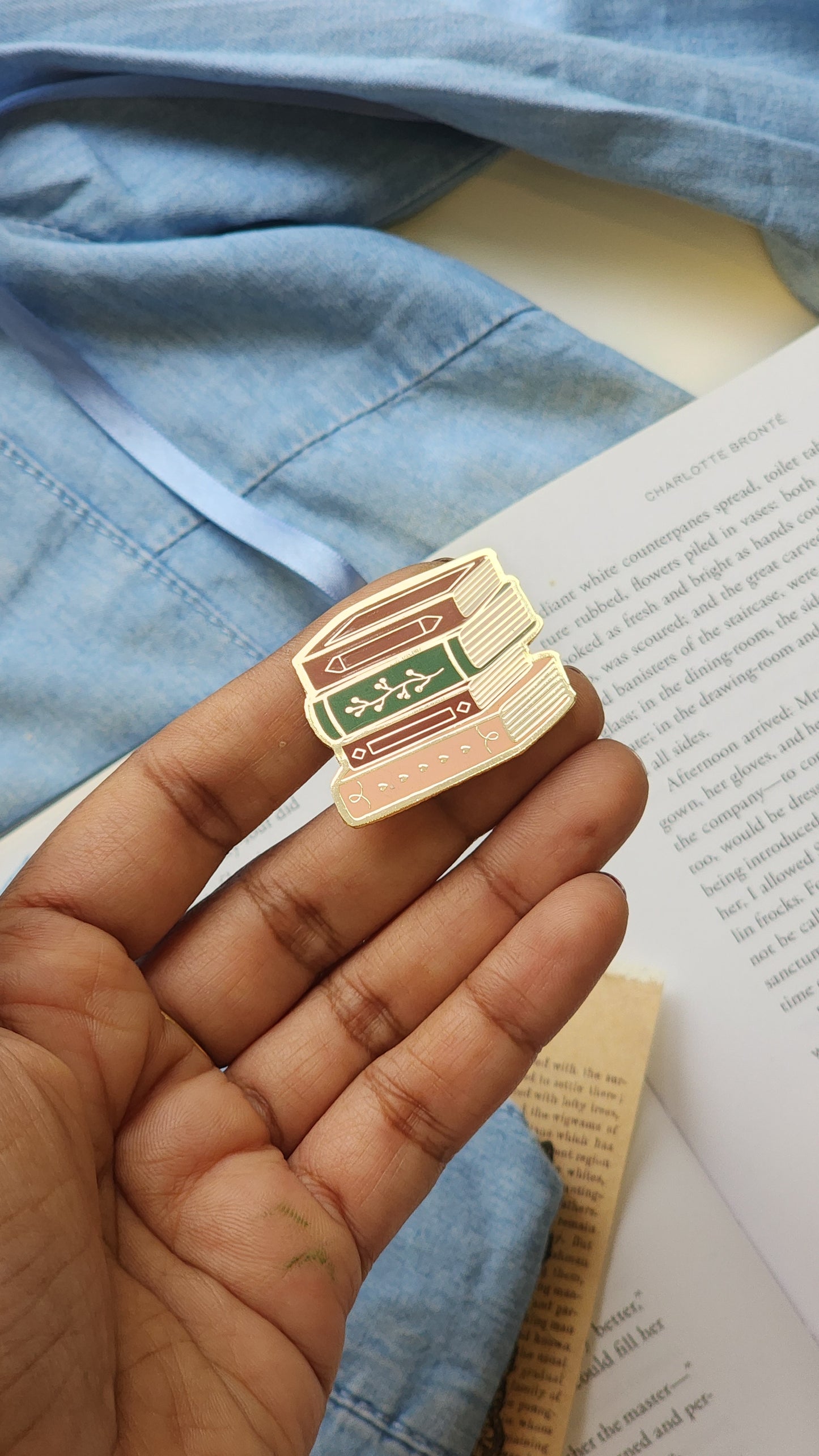 Autumn Stack of Books - Bookish Enamel Pin