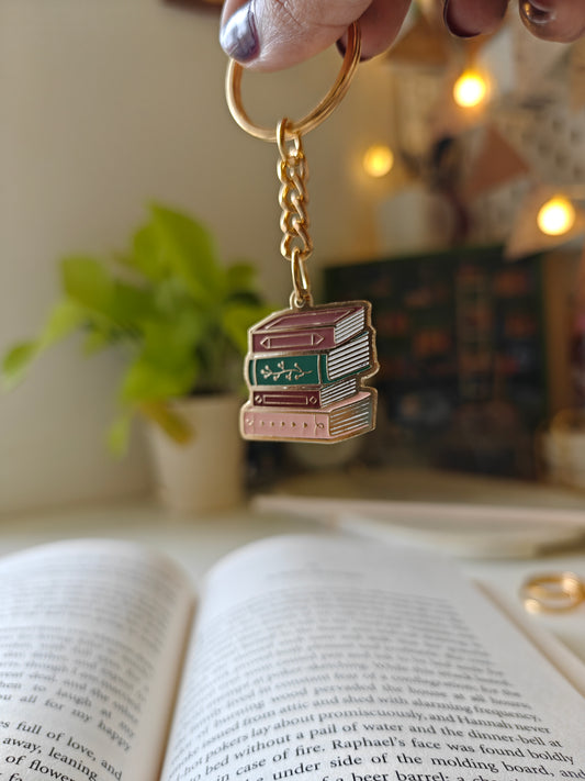 Stack of Books - Bookish Enamel Keychain