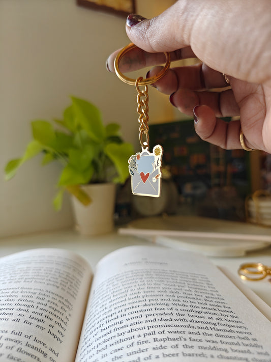 Envelope with Flowers - Bookish Enamel Keychain