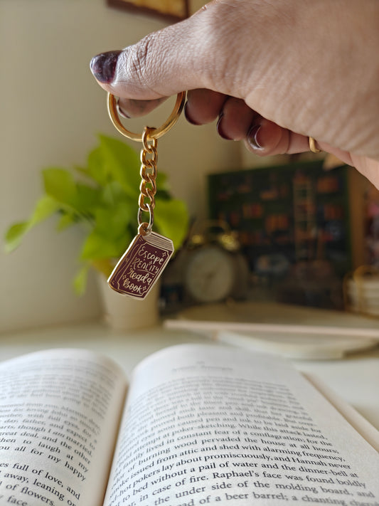 Escape Reality - Read a Good Book - Bookish Enamel Keychain