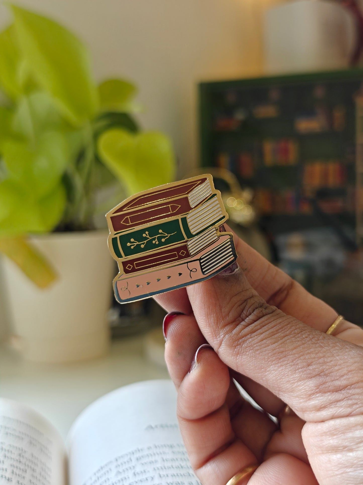 Autumn Stack of Books - Bookish Enamel Pin