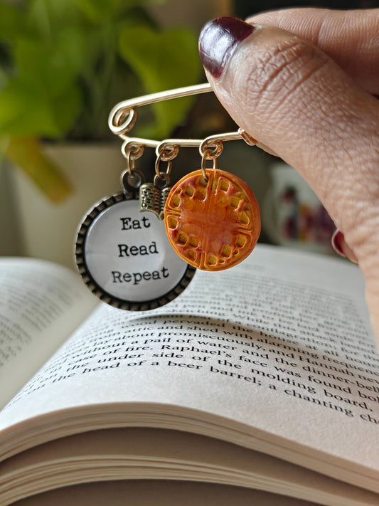"Eat Read Repeat" Pin Charm with Waffle & Honey