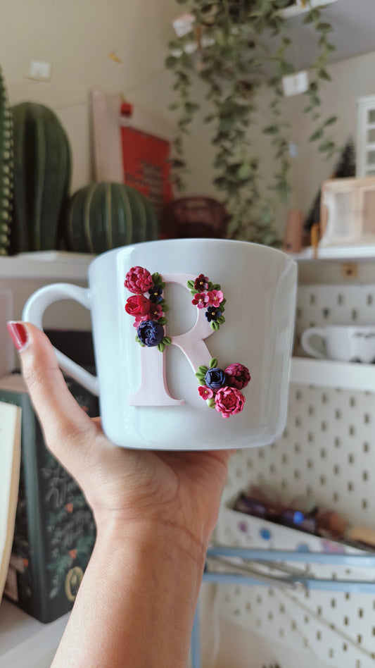 Personalized Initial Floral Mug