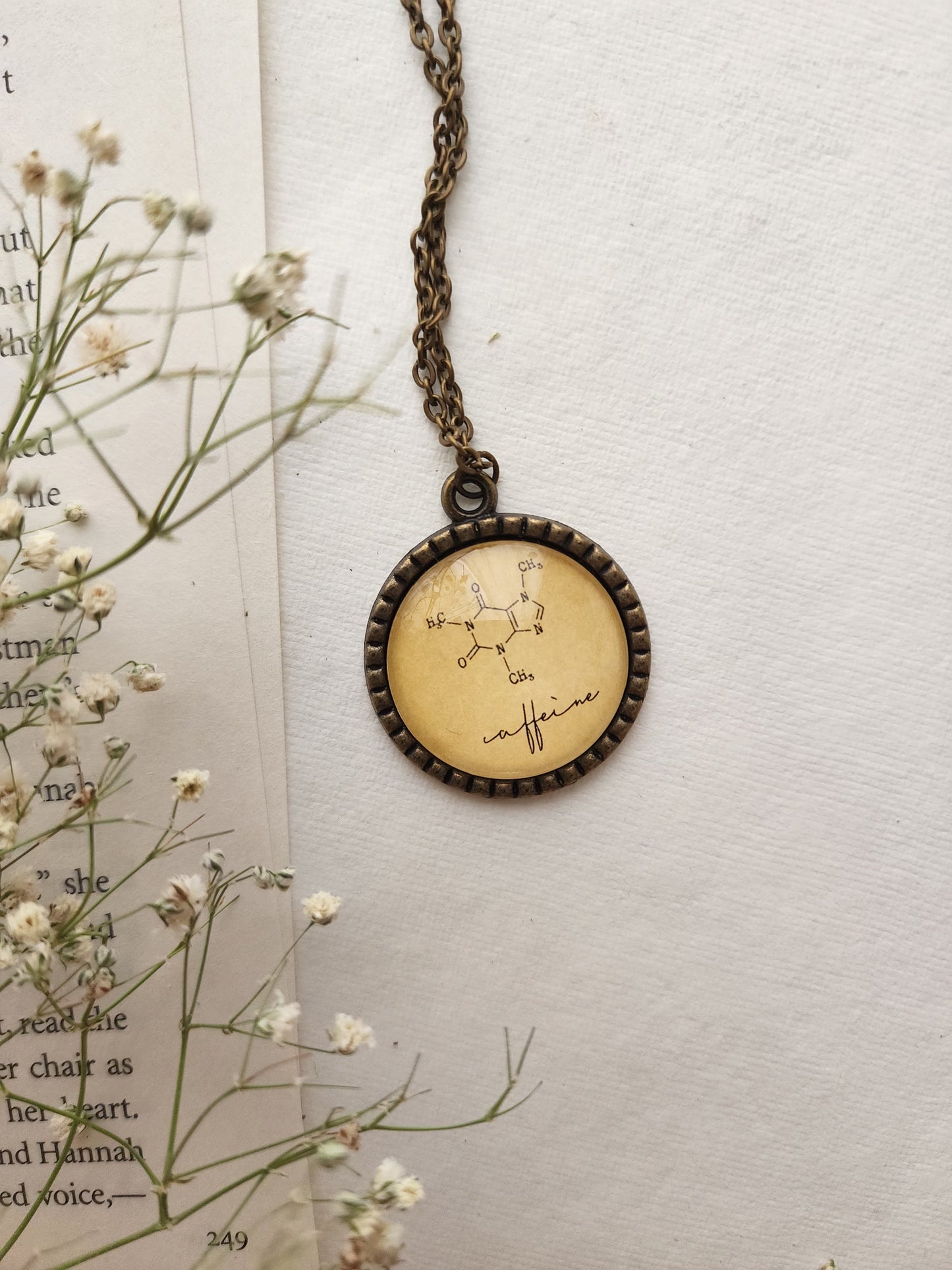 "Caffeine " Quote Pendant