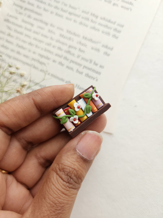 Miniature Bookshelf Pin