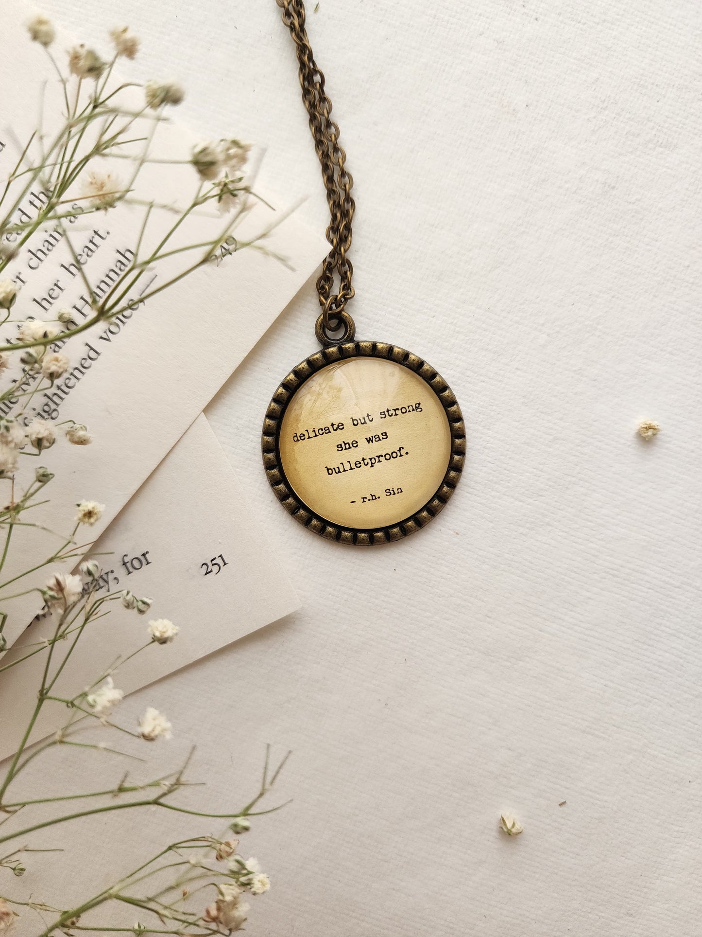 "delicate but strong...” Quote Pendant