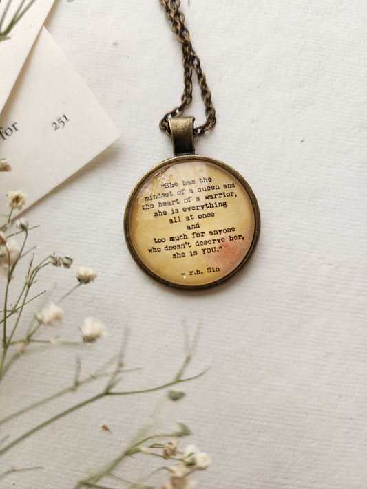 "queen and warrior... " Quote Pendant