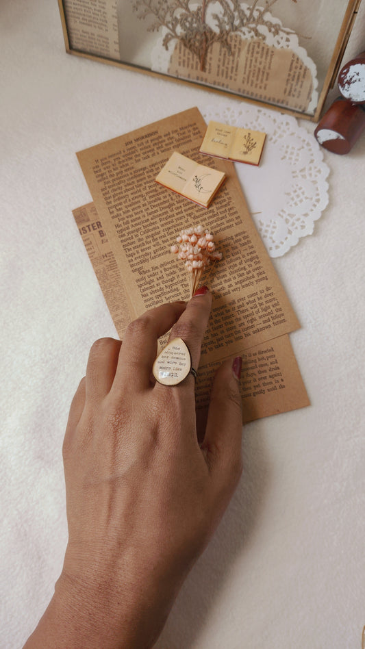 "She conquered her demons..."  Tear-drop Adjustable Ring