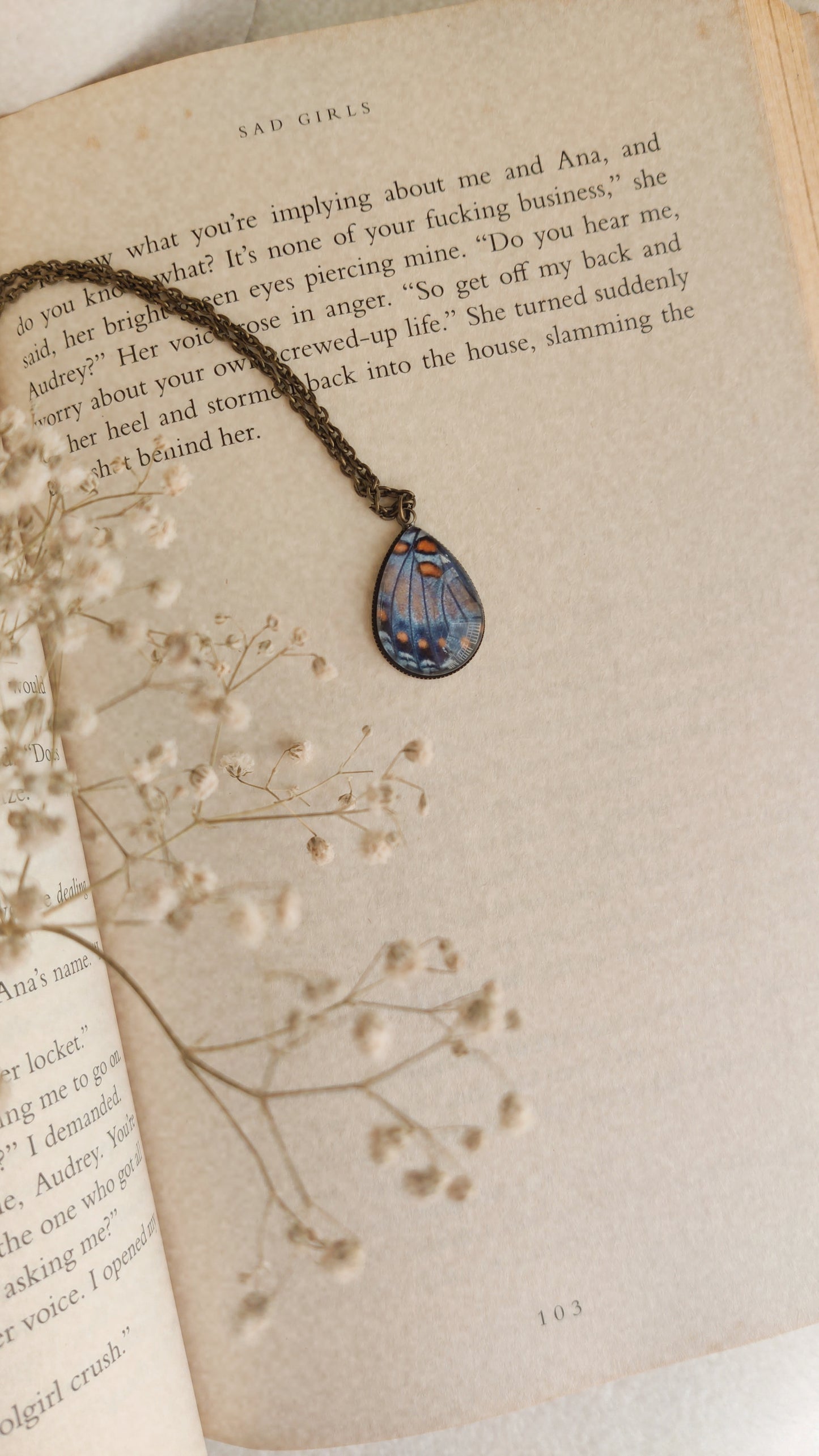 Blue-Orange Butterfly Wing Pendant