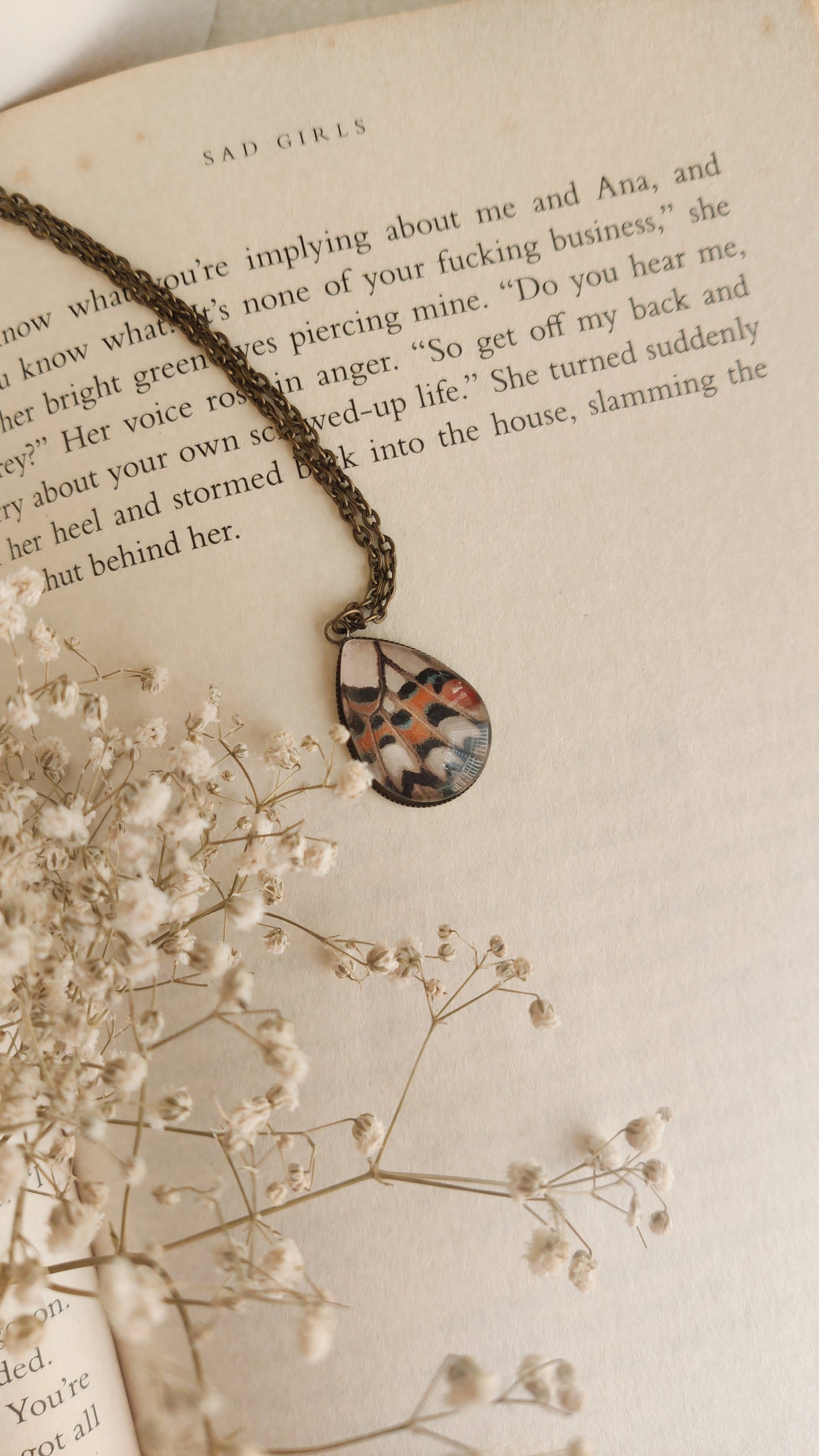 Off white-Orange Butterfly Wing Pendant