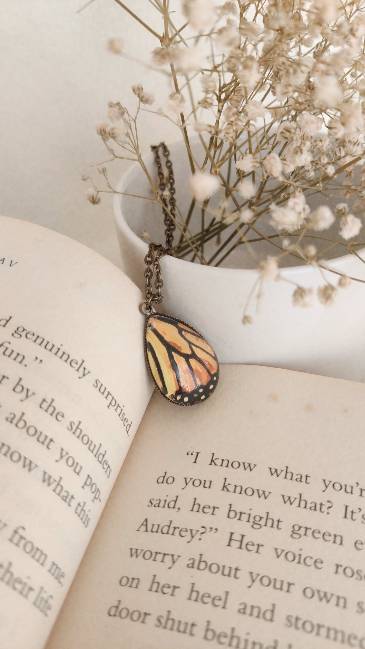 Yellow-Orange Butterfly Wing Pendant
