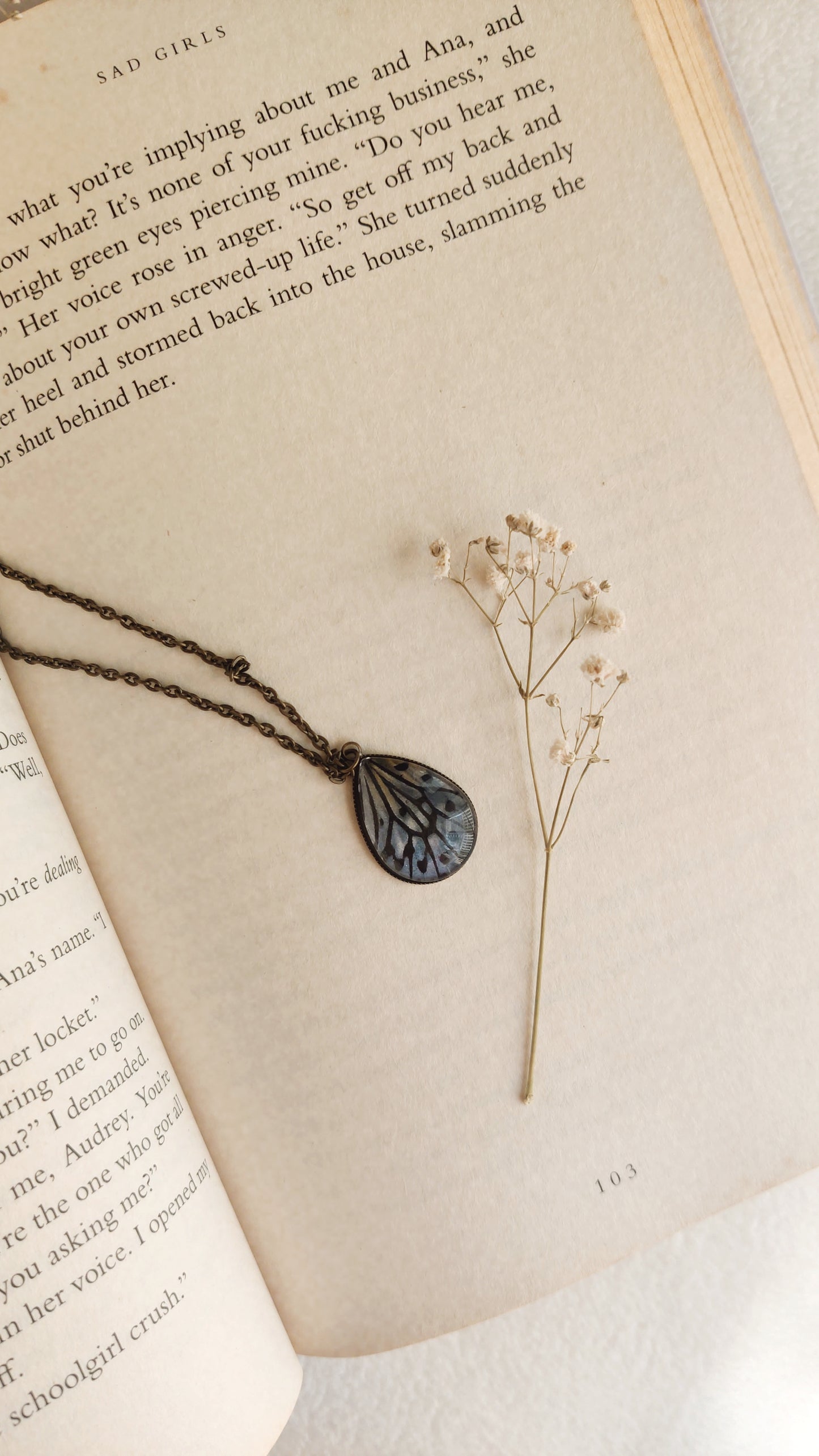 Detailed Blue Butterfly Wing Pendant
