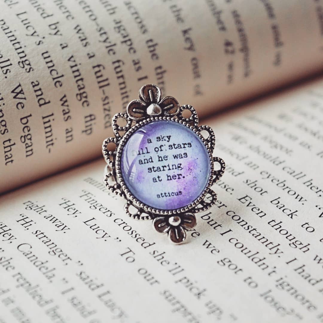 A sky full of stars and he was staring at her - Atticus Quote Adjustable Ring