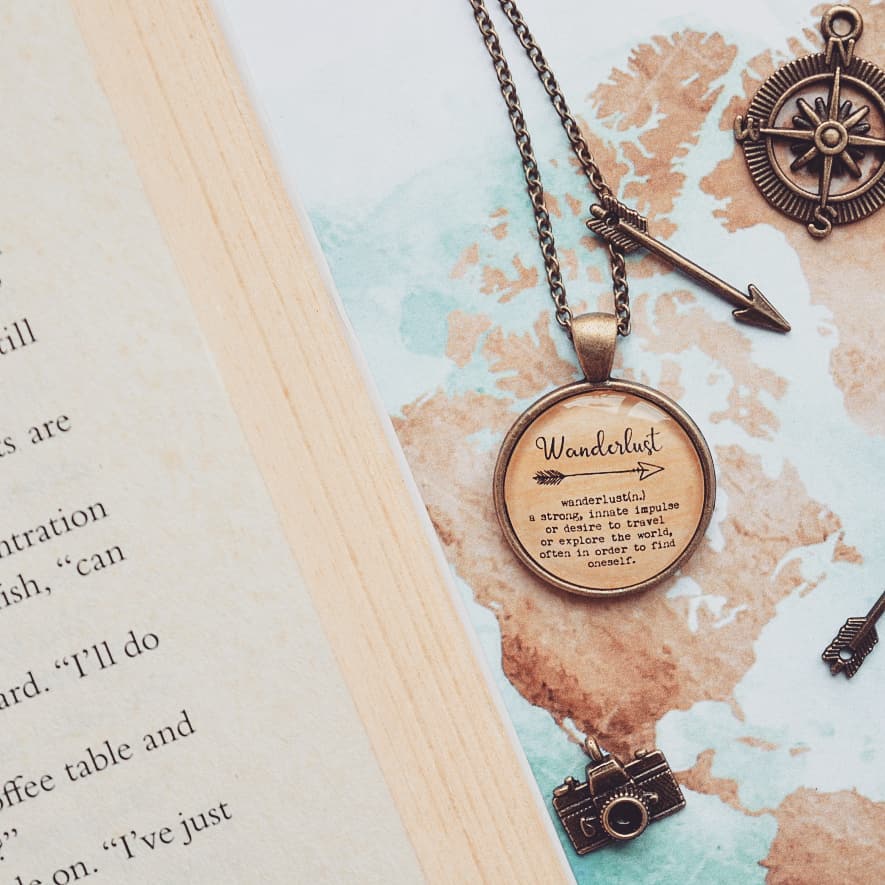 Wanderlust definition Quote Pendant