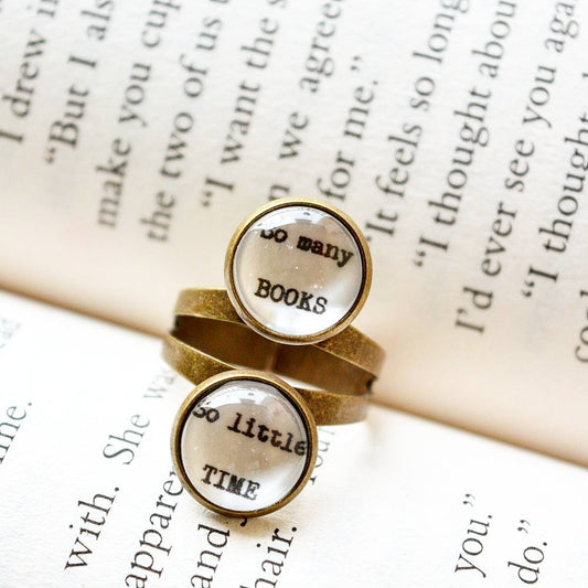 So many books, so little time - Adjustable Bookish Quote Finger Ring