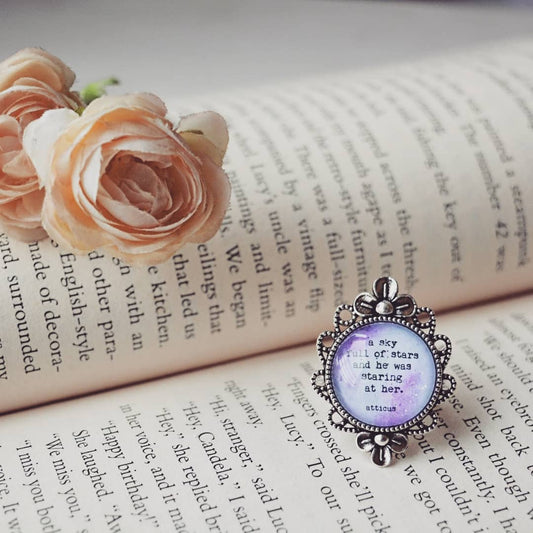 A sky full of stars and he was staring at her - Atticus Quote Adjustable Ring