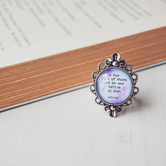 A sky full of stars and he was staring at her - Atticus Quote Adjustable Ring