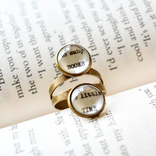 So many books, so little time - Adjustable Bookish Quote Finger Ring