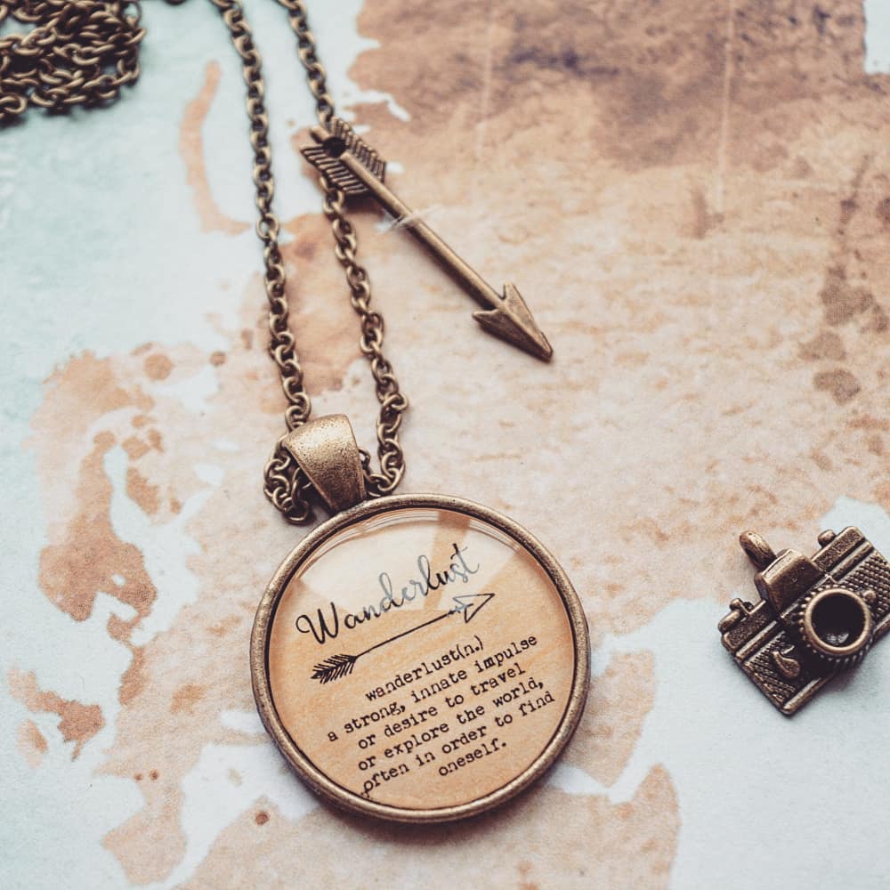 Wanderlust definition Quote Pendant