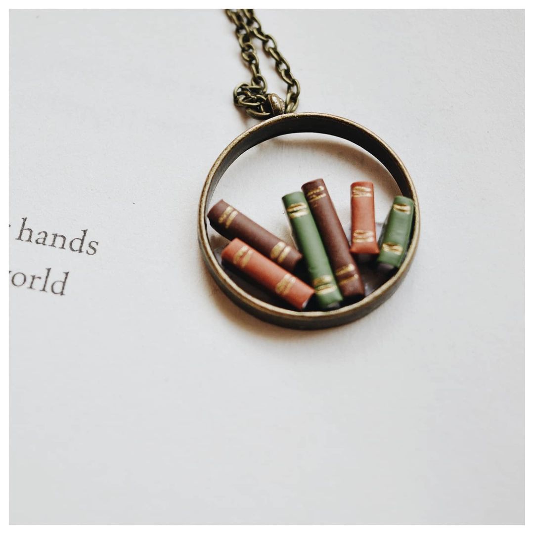 Random Stack of Books - Hollow Pendant