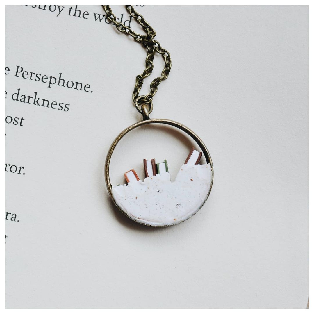 Random Stack of Books - Hollow Pendant