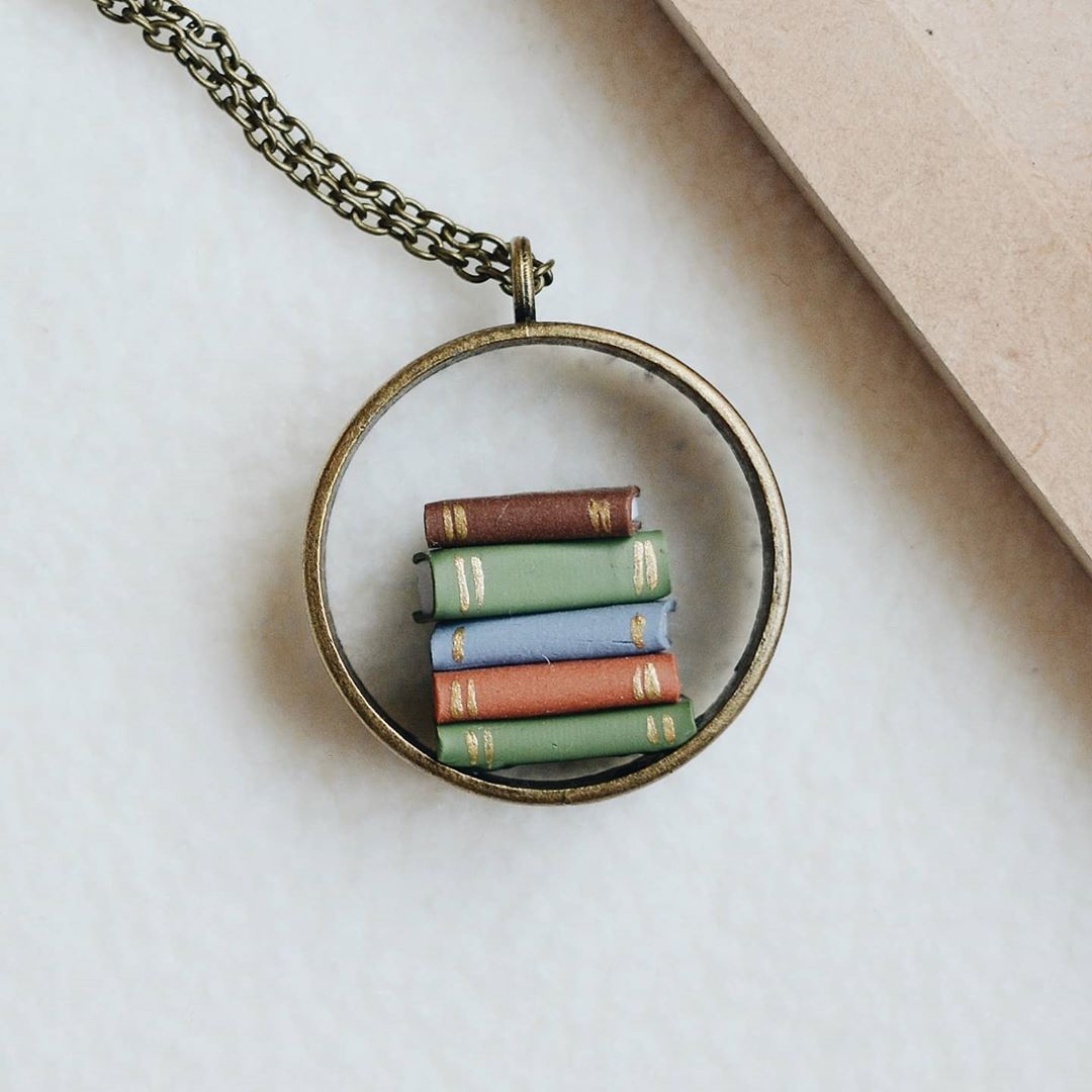 Vertical Stack of Books - Hollow Pendant