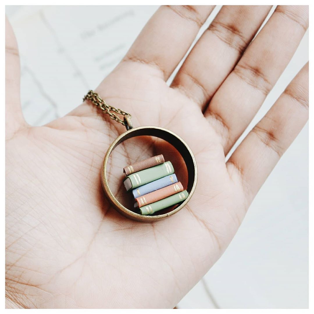 Vertical Stack of Books - Hollow Pendant
