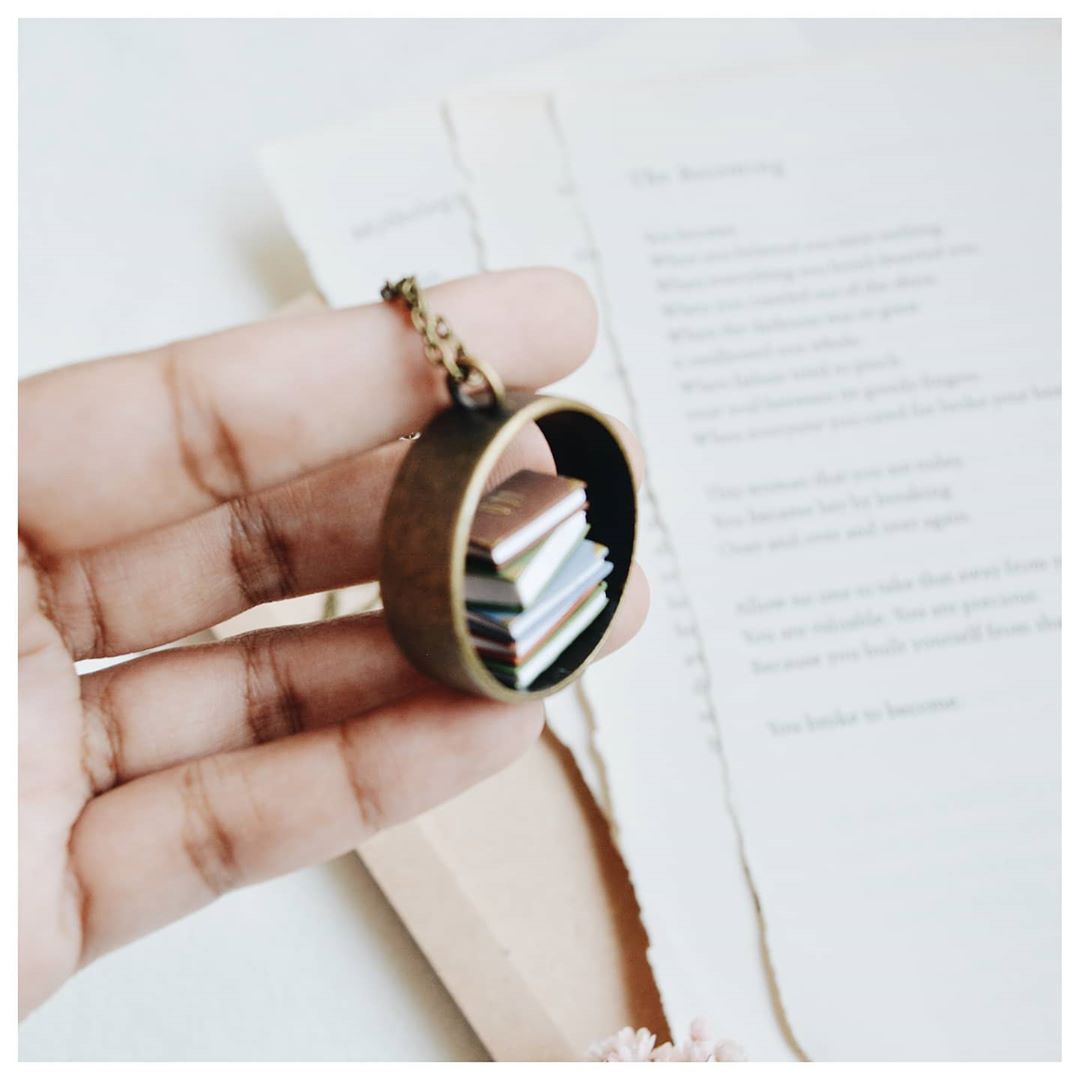 Vertical Stack of Books - Hollow Pendant