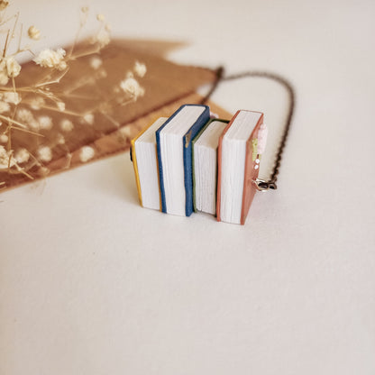 Floral Stack of Books Pendant (Horizontal)