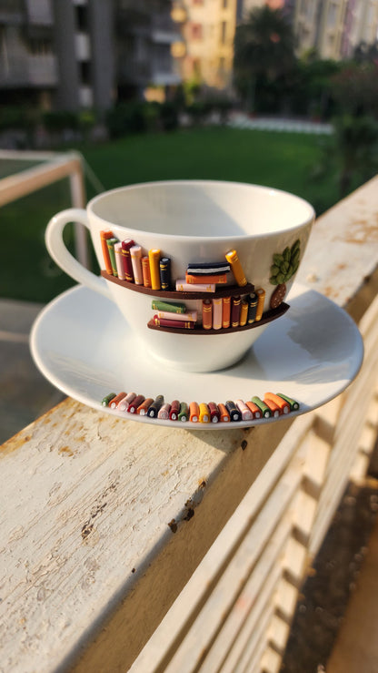 Sip & Savor : Bookshelf on a Cup Set for Book Lovers