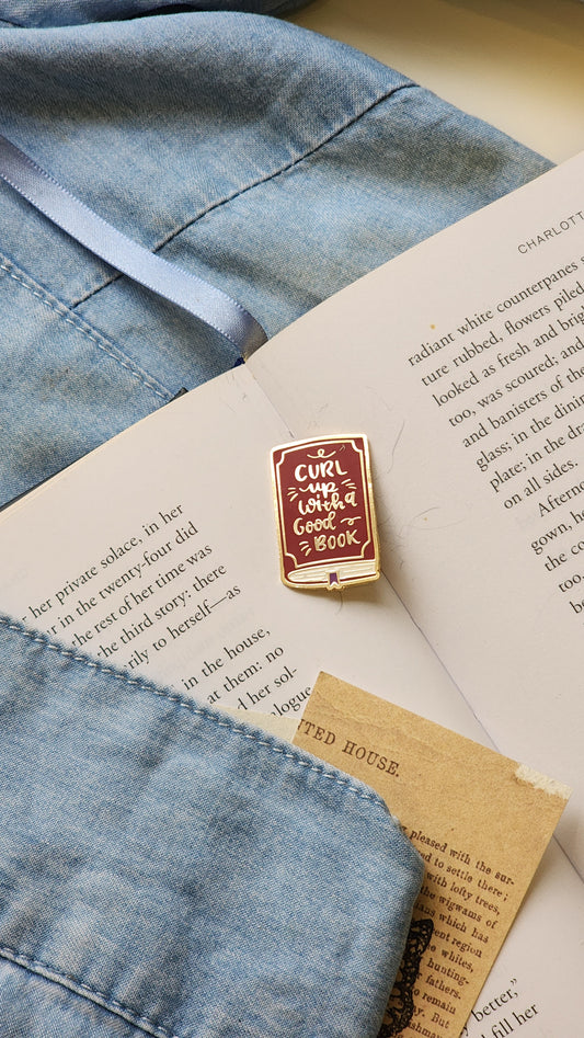 Curl with a Book - Bookish Enamel Pin