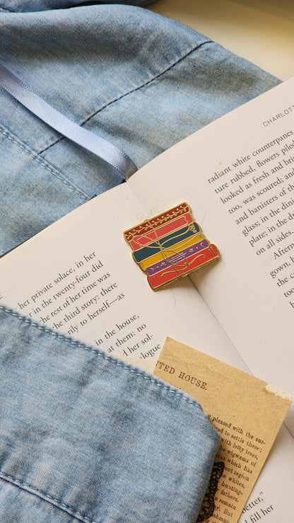 Vibrant Book Stack - Bookish Enamel Pin