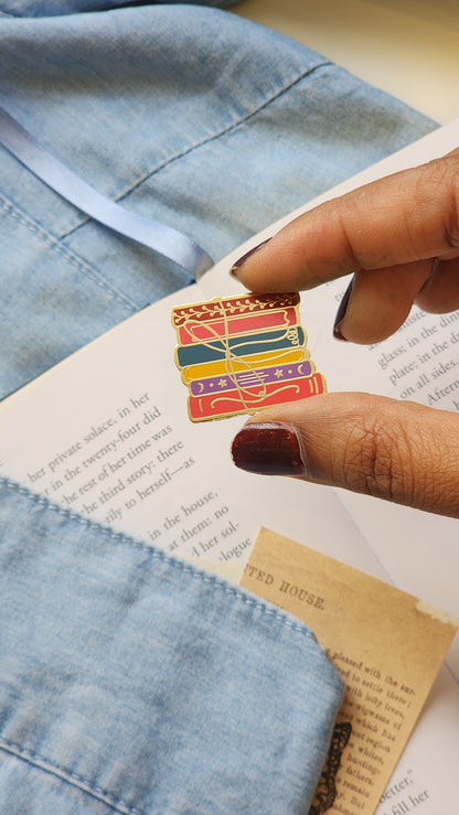 Vibrant Book Stack - Bookish Enamel Pin