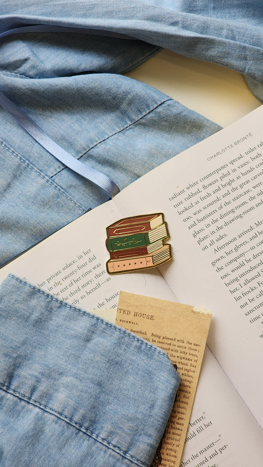Autumn Stack of Books - Bookish Enamel Pin
