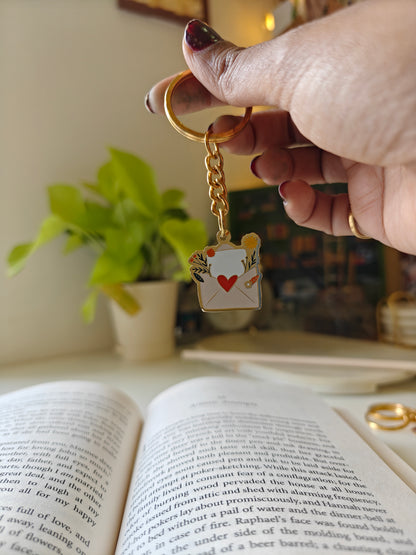 Envelope with Flowers - Bookish Enamel Keychain