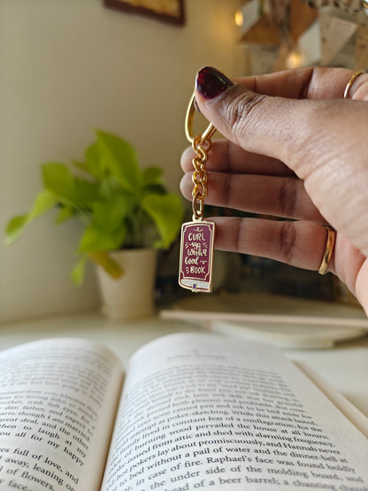 Curl with a Good Book  -  Enamel Keychain