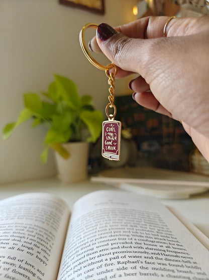 Curl with a Good Book  -  Enamel Keychain