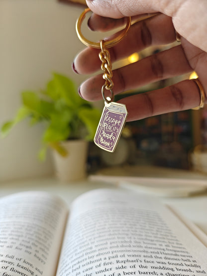 Escape Reality - Read a Good Book - Bookish Enamel Keychain