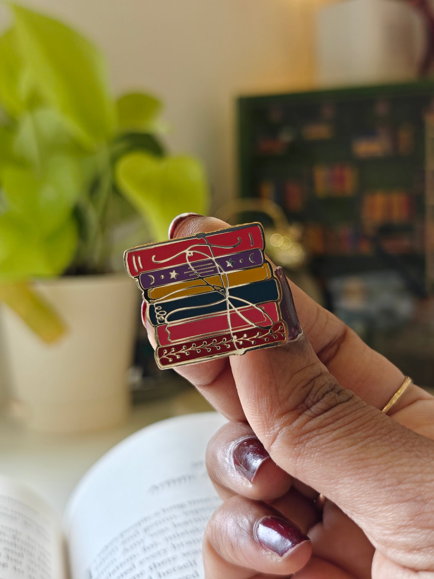 Vibrant Book Stack - Bookish Enamel Pin