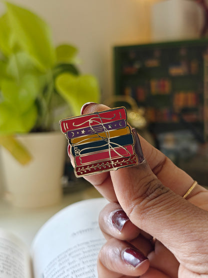 Vibrant Book Stack - Bookish Enamel Pin