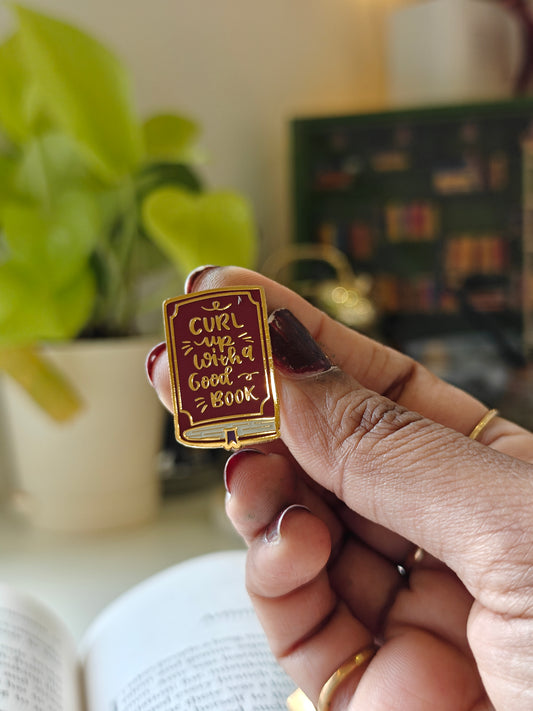 Curl with a Book - Bookish Enamel Pin