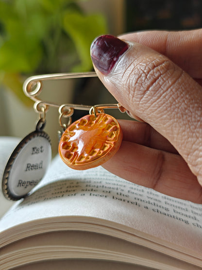 "Eat Read Repeat" Pin Charm with Waffle & Honey