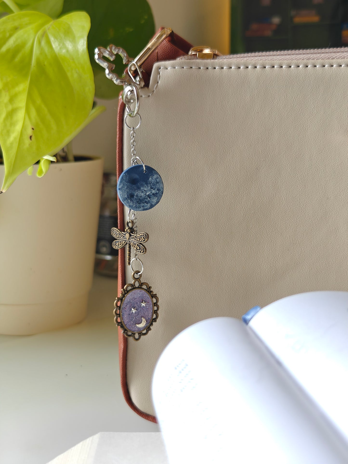 Full Moon Bookish Bag Charm