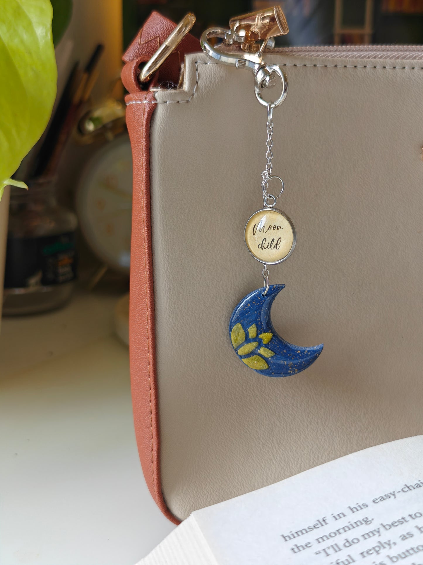 Crescent Moon Bookish Bag Charm