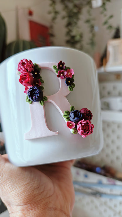 Personalized Initial Floral Mug
