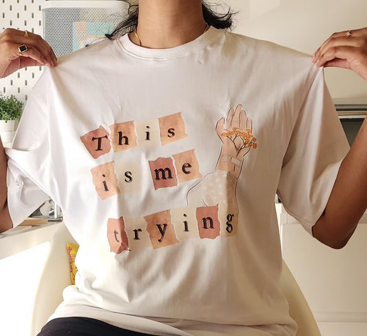 "Trying..." - Unisex Oversized Classic T-shirt