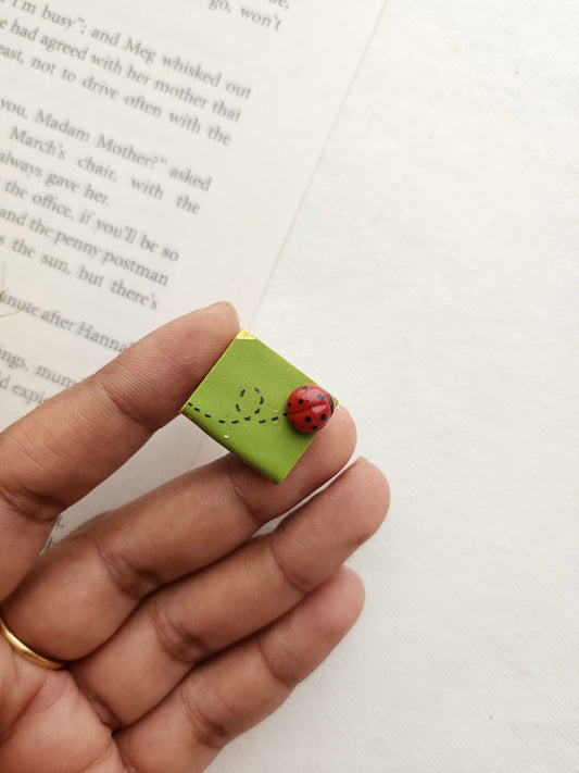 Miniature Book & Ladybug Pin