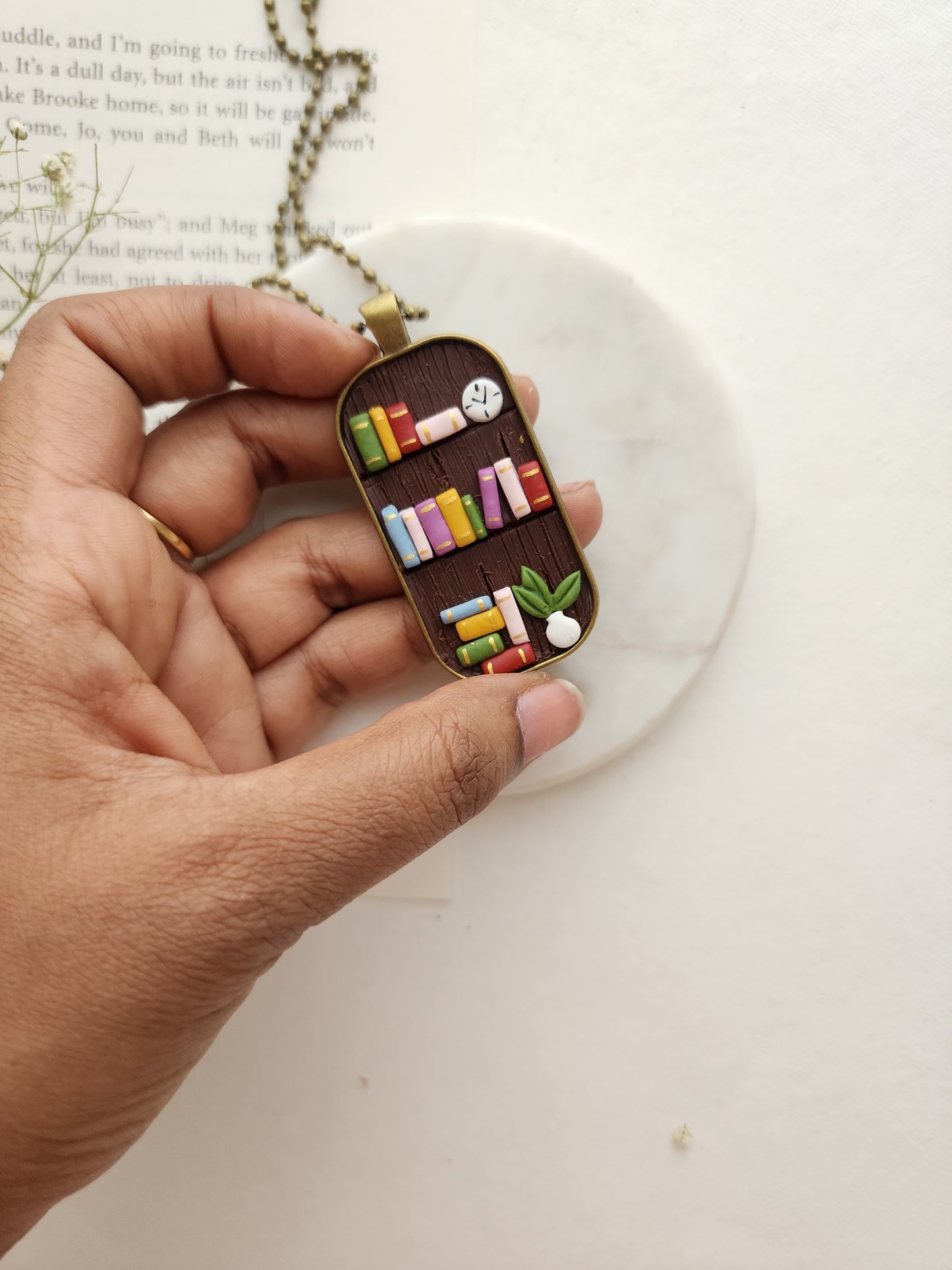 Bookshelf Pendant for Bibliophiles