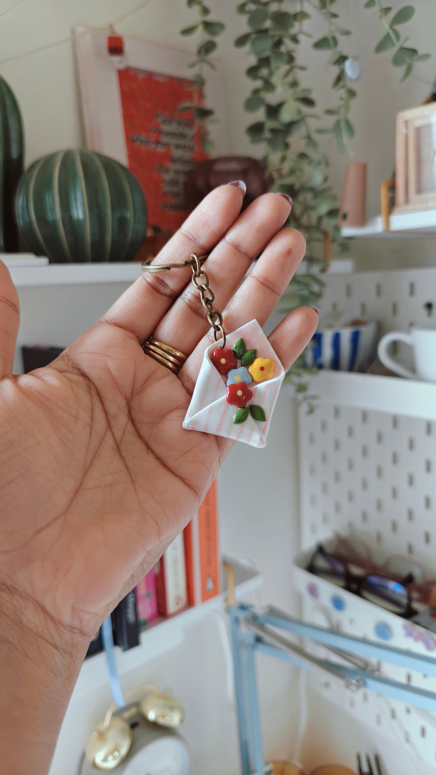 Floral Love Letter Envelope Keychain